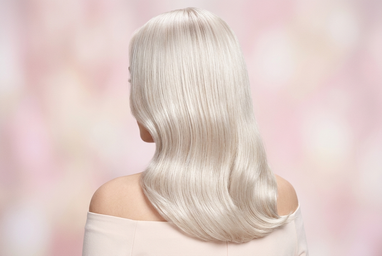 Cool-toned platinum blonde hair close-up