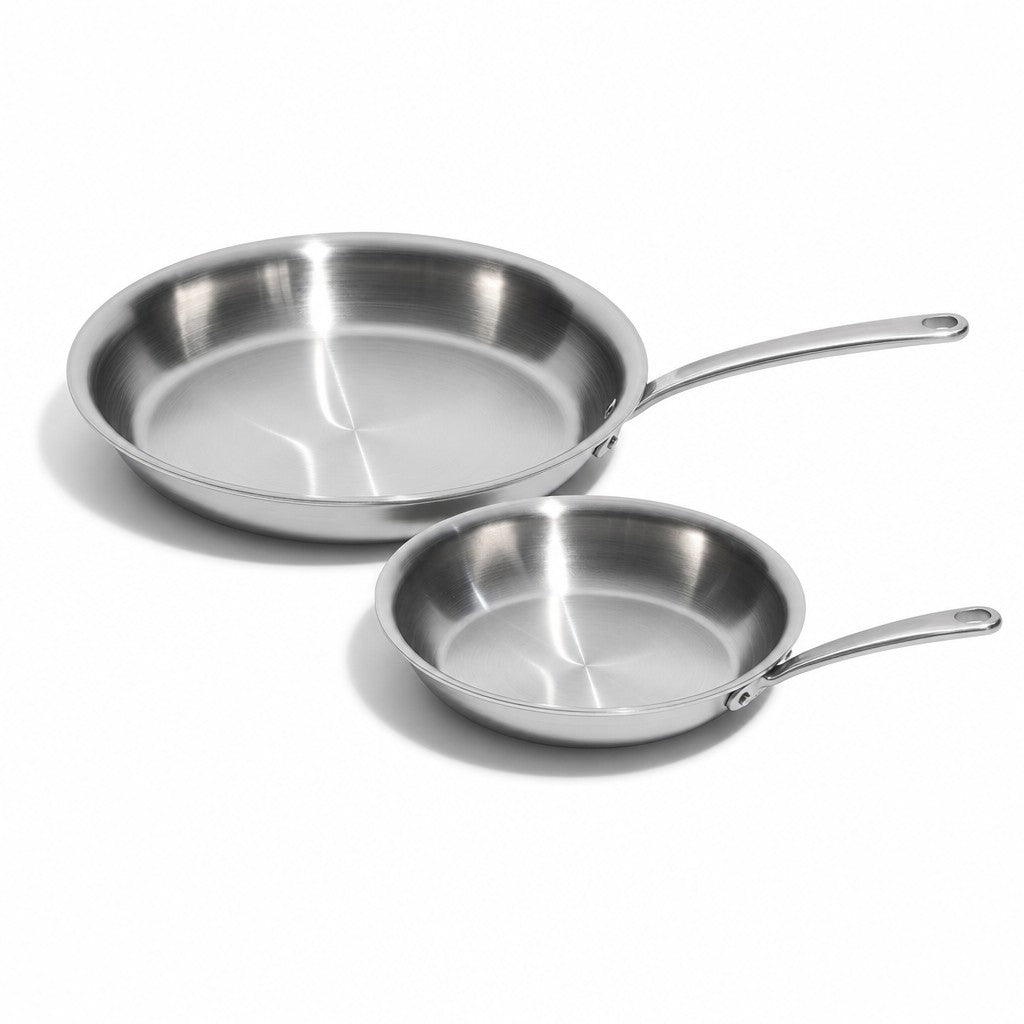 5-ply stainless steel frying pan set, two pans