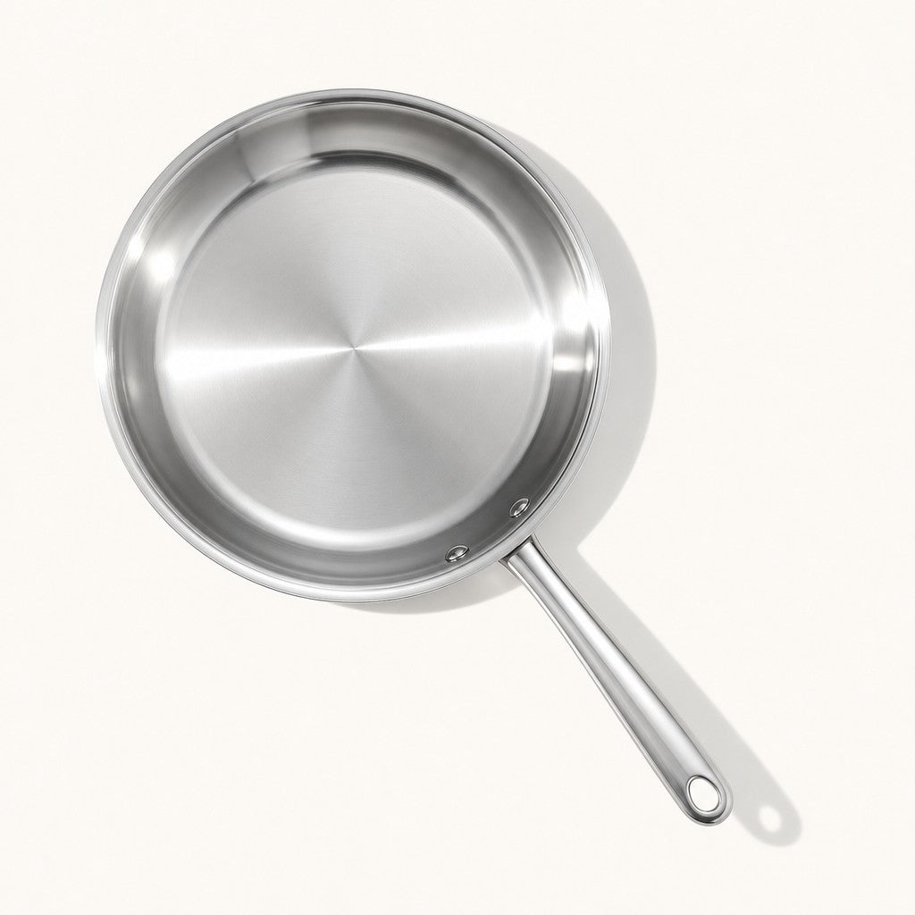 5-ply stainless steel frying pan, stainless handle