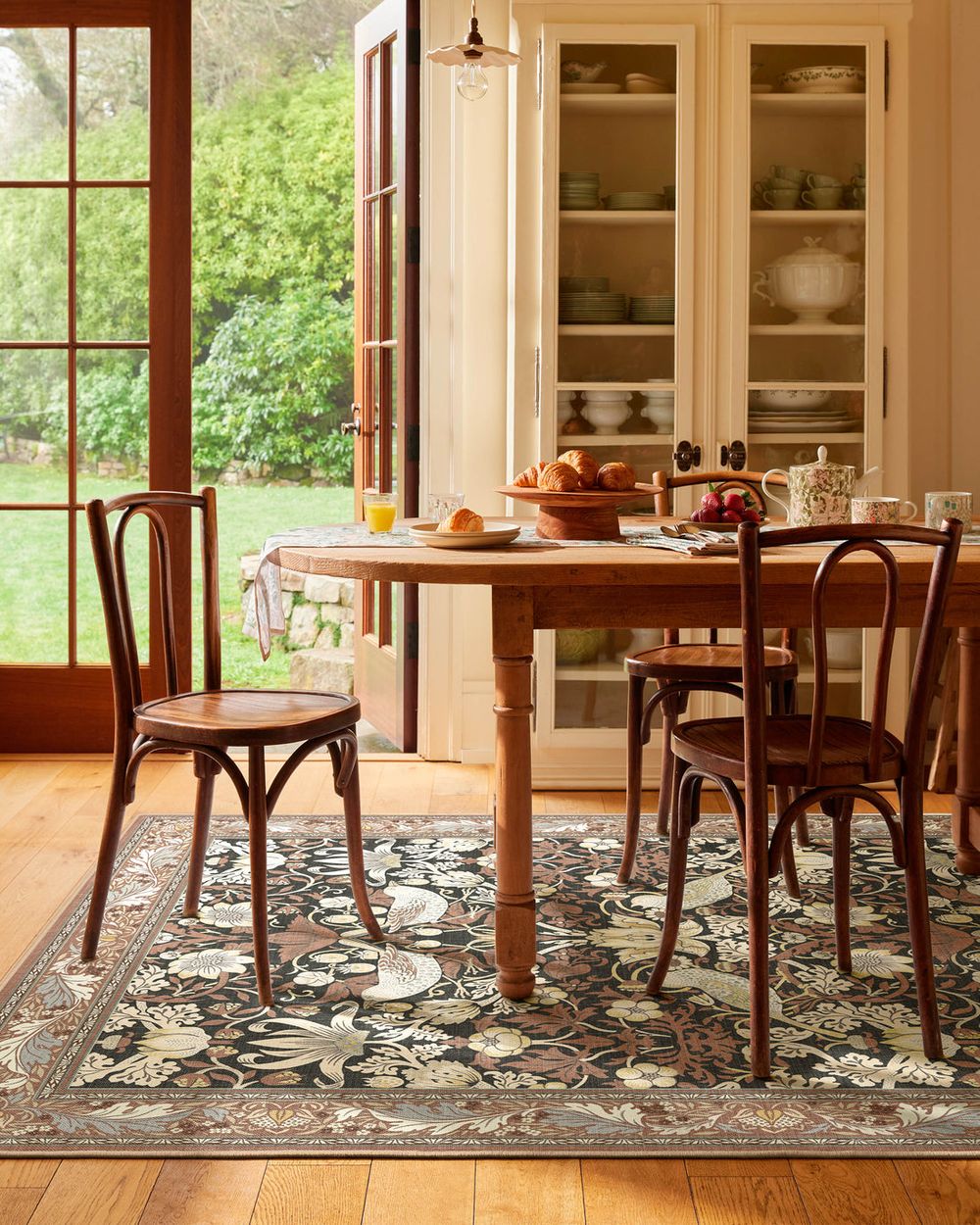 Strawberry washable rug in a real home