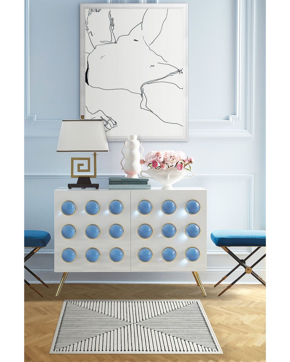 Inkdrop washable rug in a real home