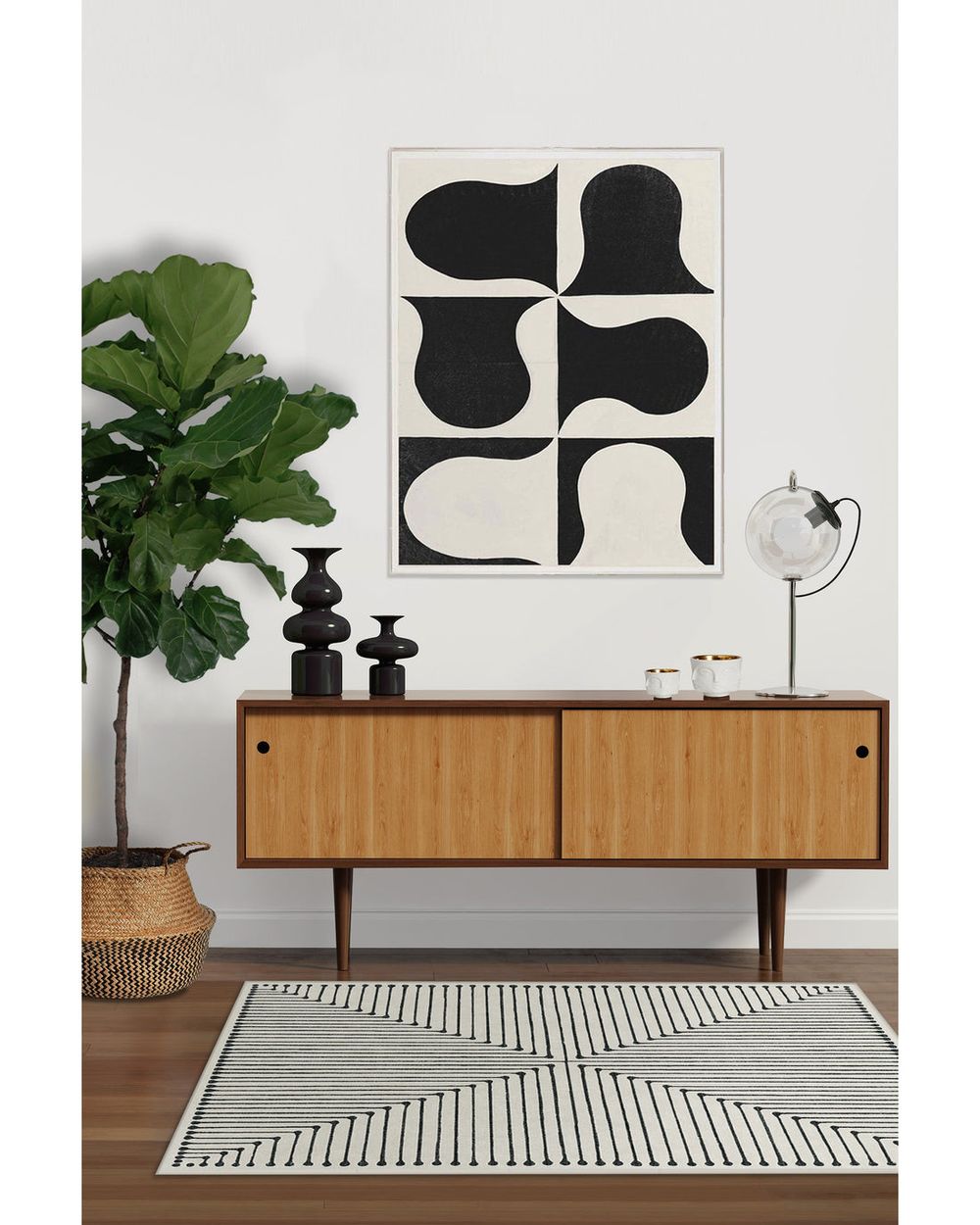 Inkdrop washable rug in a real home