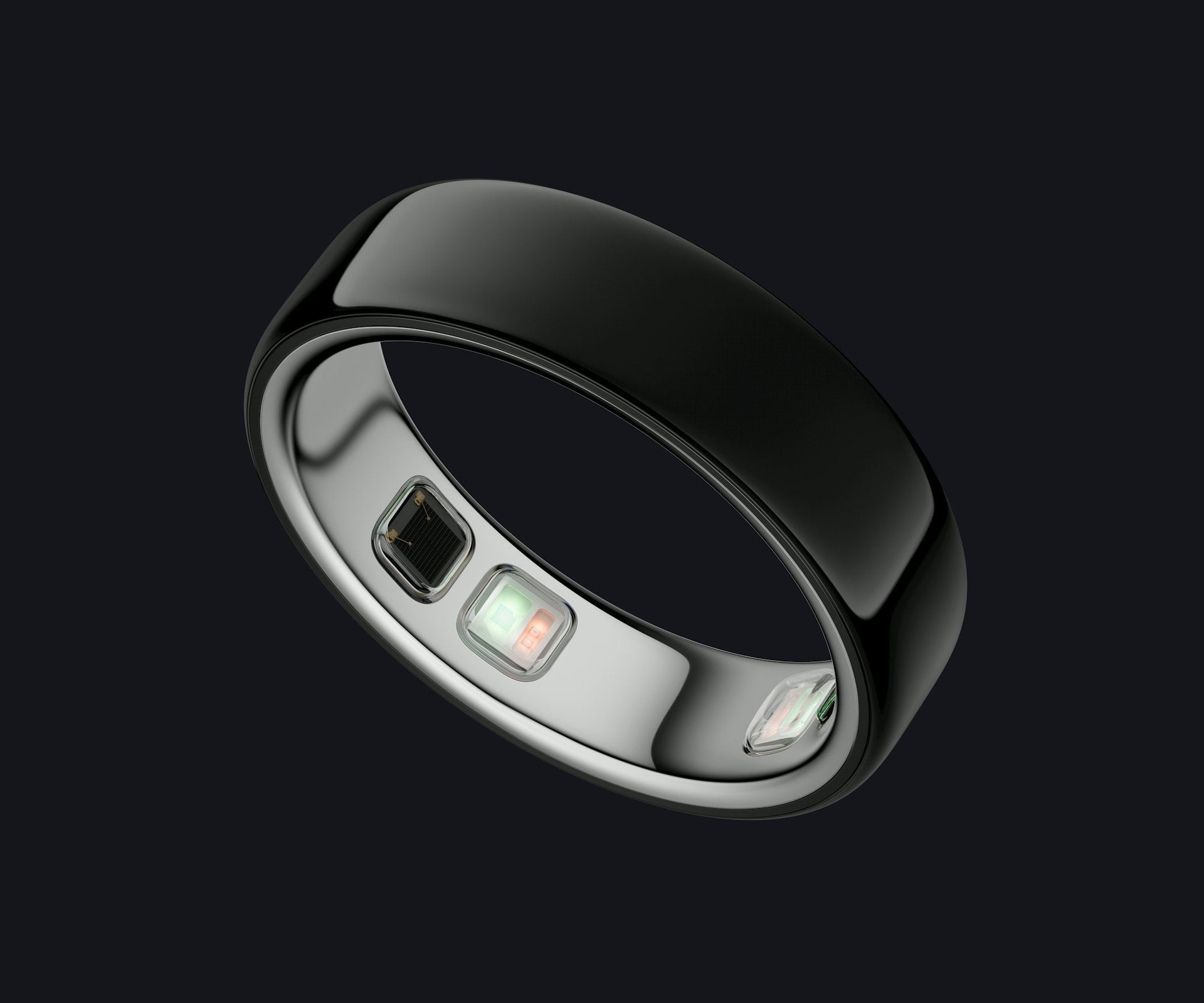 Titanium smart health ring in Black — sensors