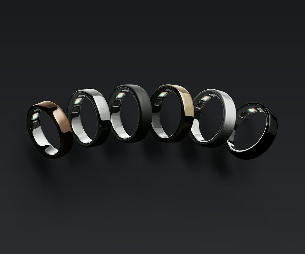 Titanium smart health ring — all six finishes
