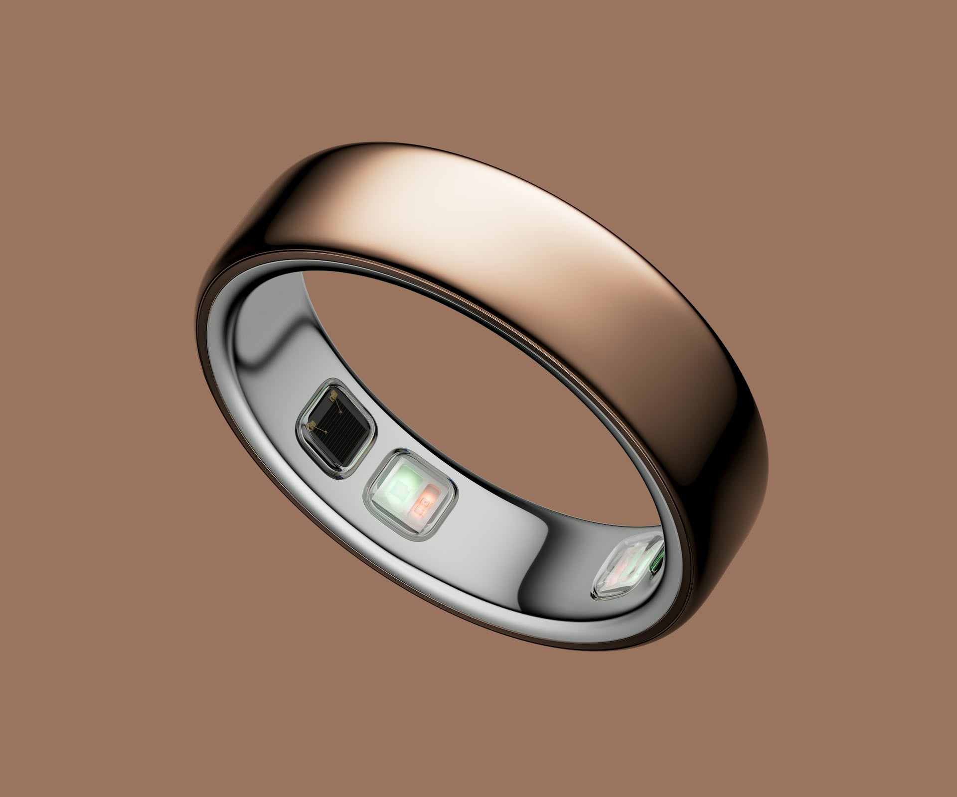 Titanium smart health ring in Deep Rose — sensors