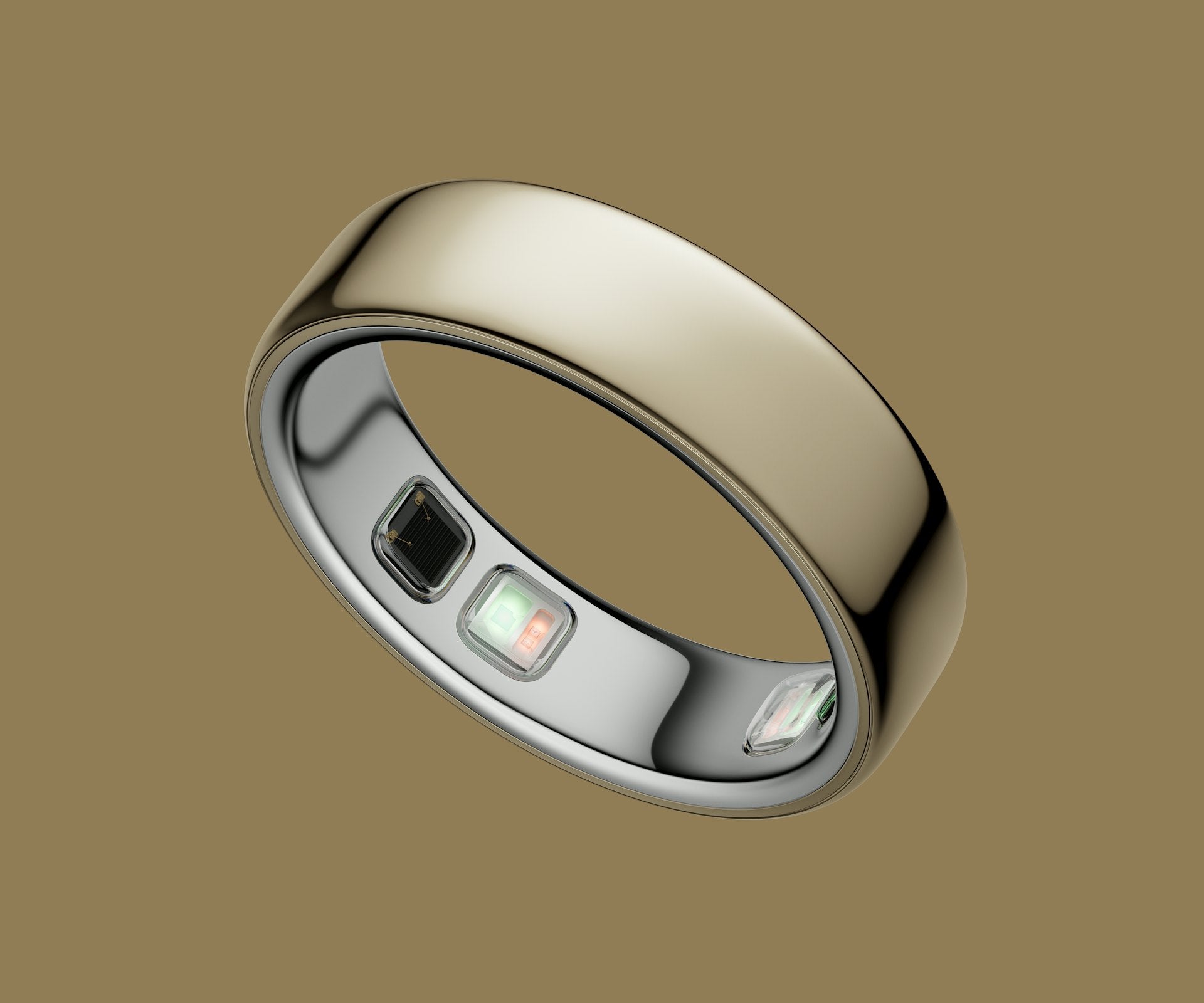 Titanium smart health ring in Gold — sensors
