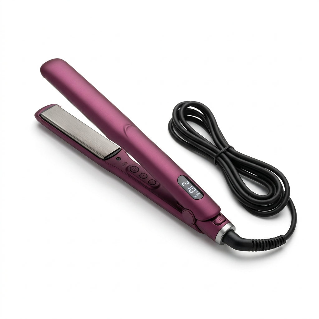 Glossy Titanium Pro Straightener in deep fuchsia plum