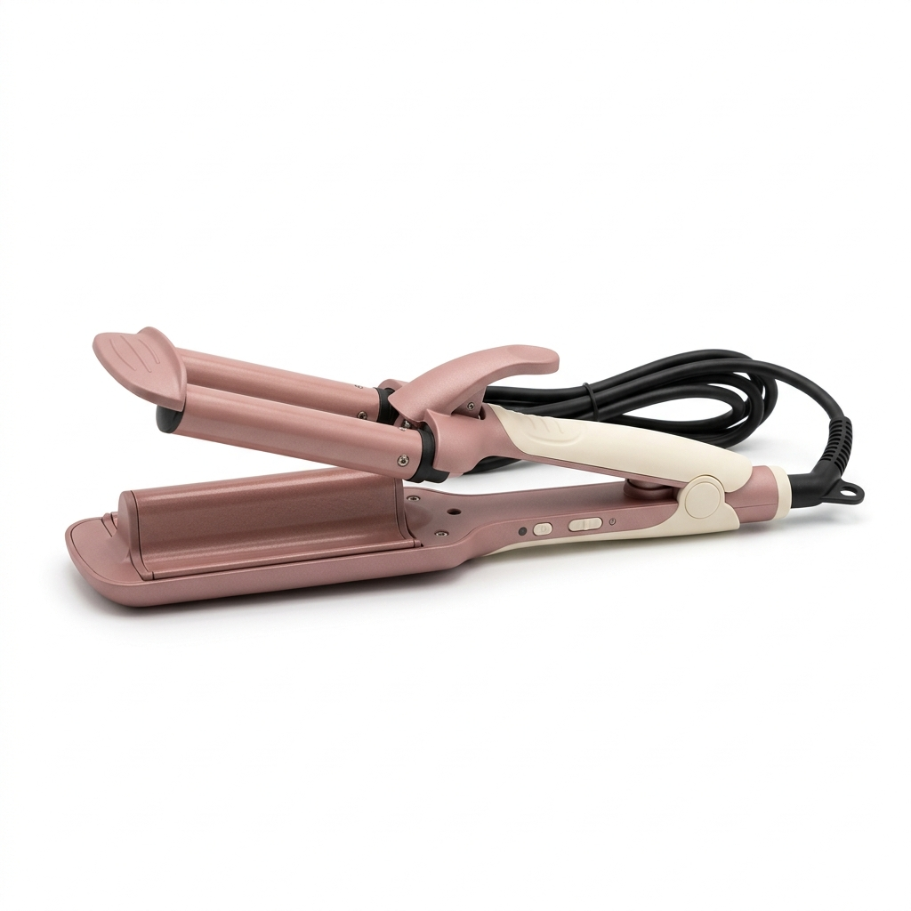 Glossy Triple-Barrel Waver in dusty rose