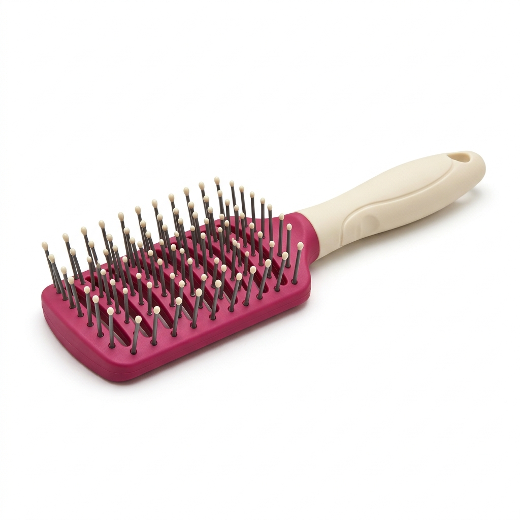 Glossy Vented Blow-Dry Brush with fuchsia head and cream handle