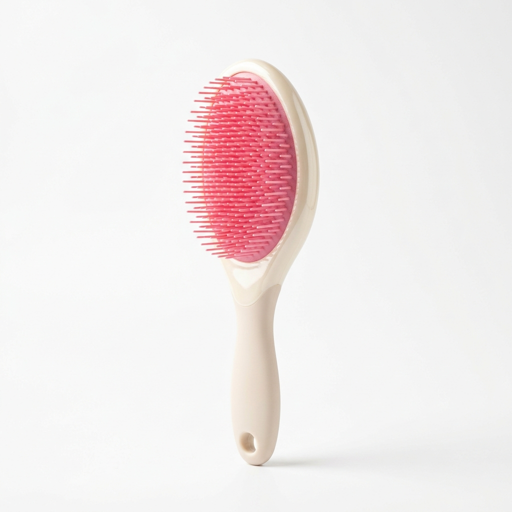 Glossy Wet Detangling Brush with pink flexible bristles