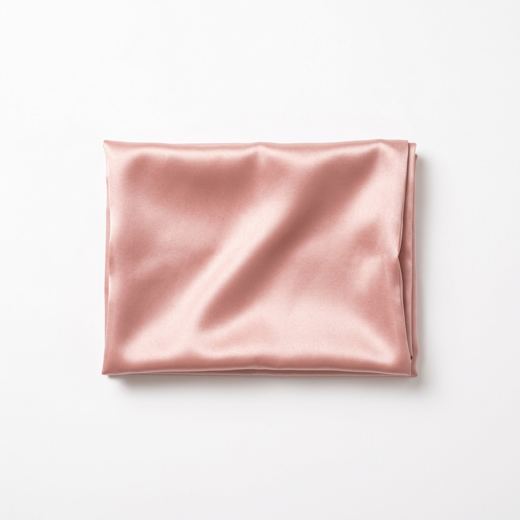 Satin Pillowcase in blush pink folded