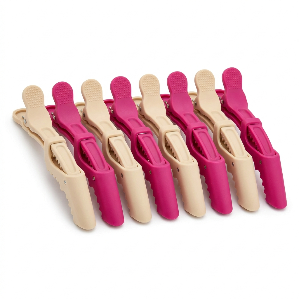 Sectioning Clips set of eight in cream and fuchsia