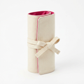 Travel Hair Tool Roll Case in cream canvas with fuchsia lining