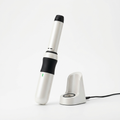 Glossy Cordless Styling Wand in pearl white with charging dock