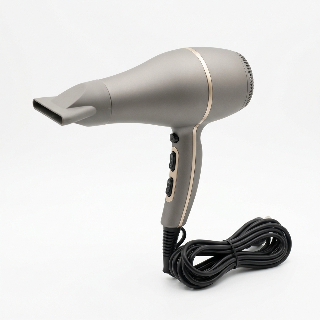 Glossy Lightweight Salon Dryer in stone grey with champagne trim