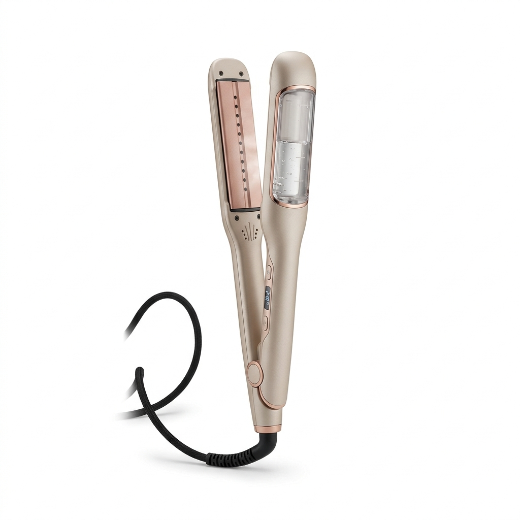 Glossy Steam Infusion Straightener in champagne with water tank