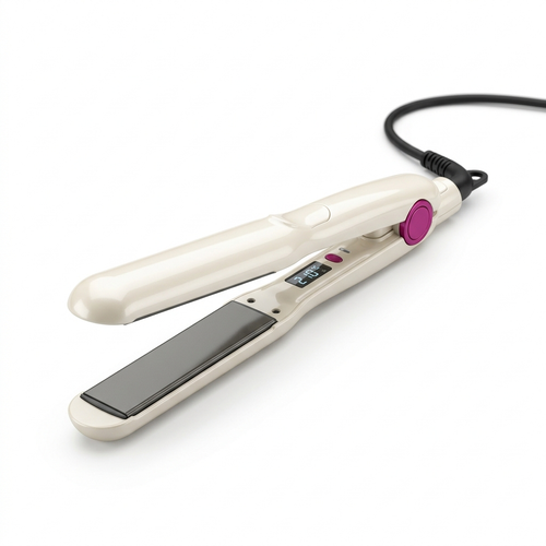 Glossy 2-in-1 Straightener and Curler in pearl cream