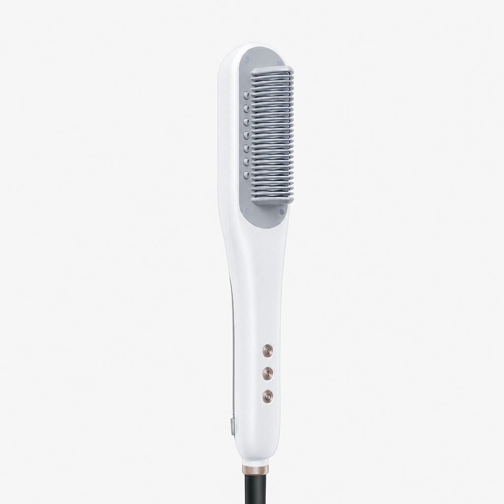 White steam straightener brush