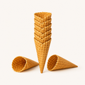 Stack of tall waffle cones