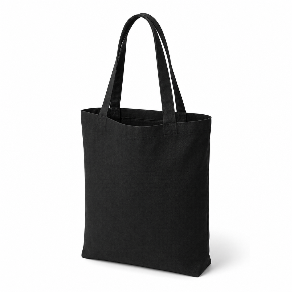 Plain black canvas tote bag