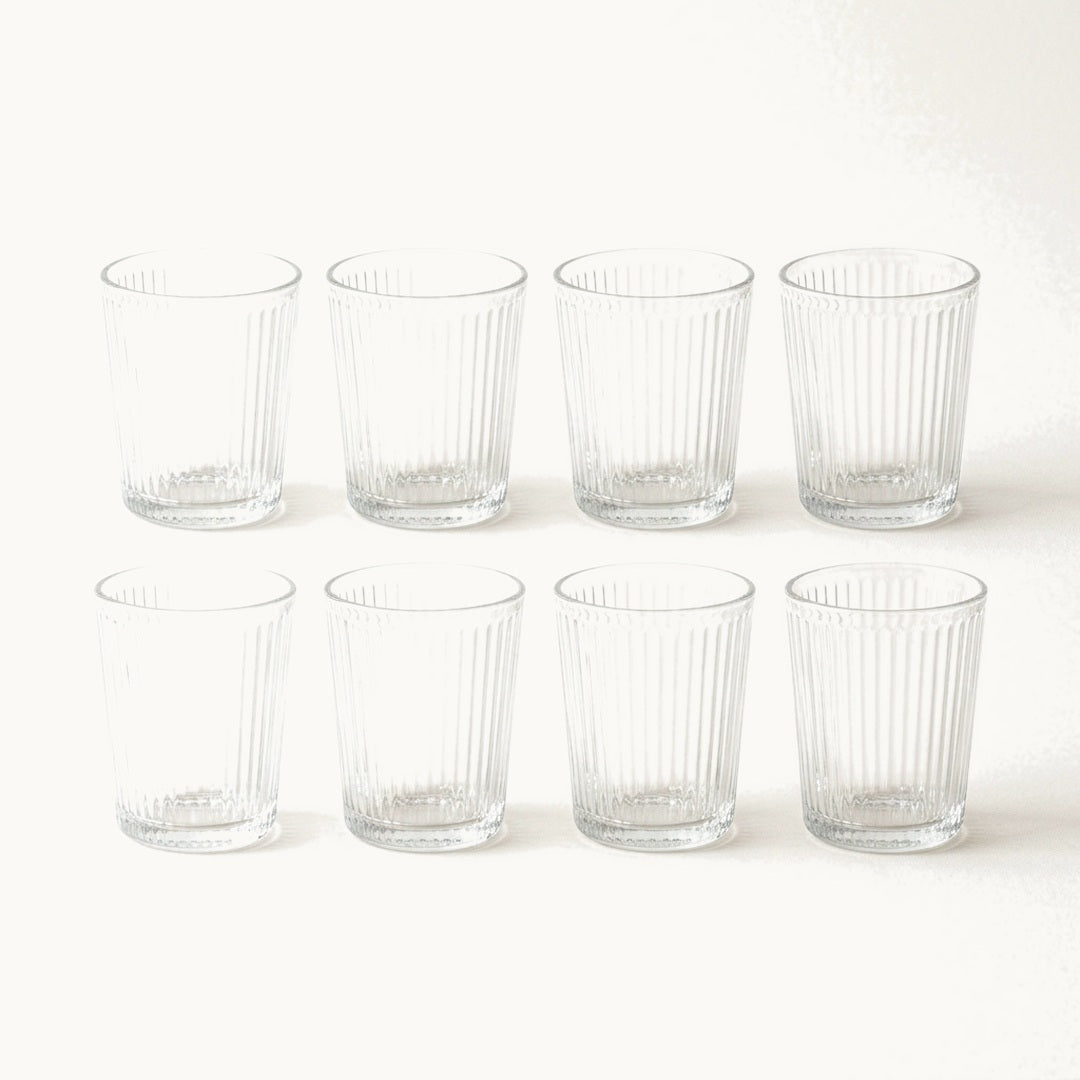Ribbed Glass Tumblers - 8