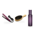 Titanium straightener, boar bristle brush and heat protectant spray