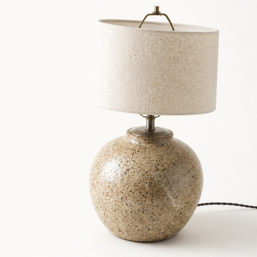 Ceramic Table Lamp, speckled glaze close up