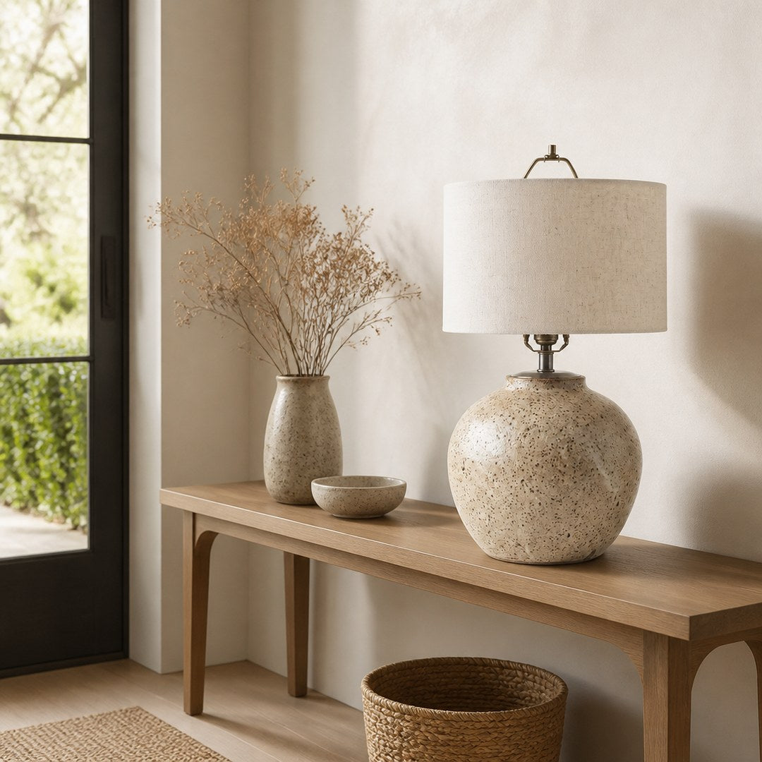 Ceramic Table Lamp on an entryway console