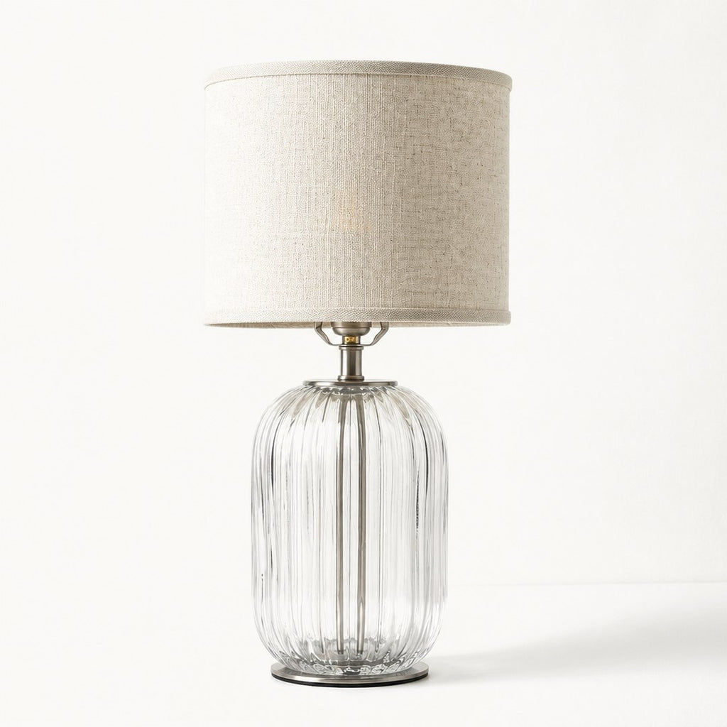 Ribbed Glass Table Lamp, close three-quarter view
