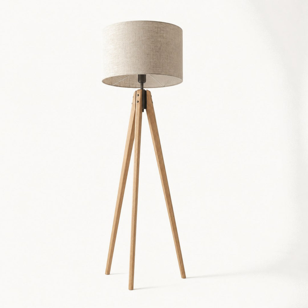 Wood Tripod Floor Lamp, three-quarter view