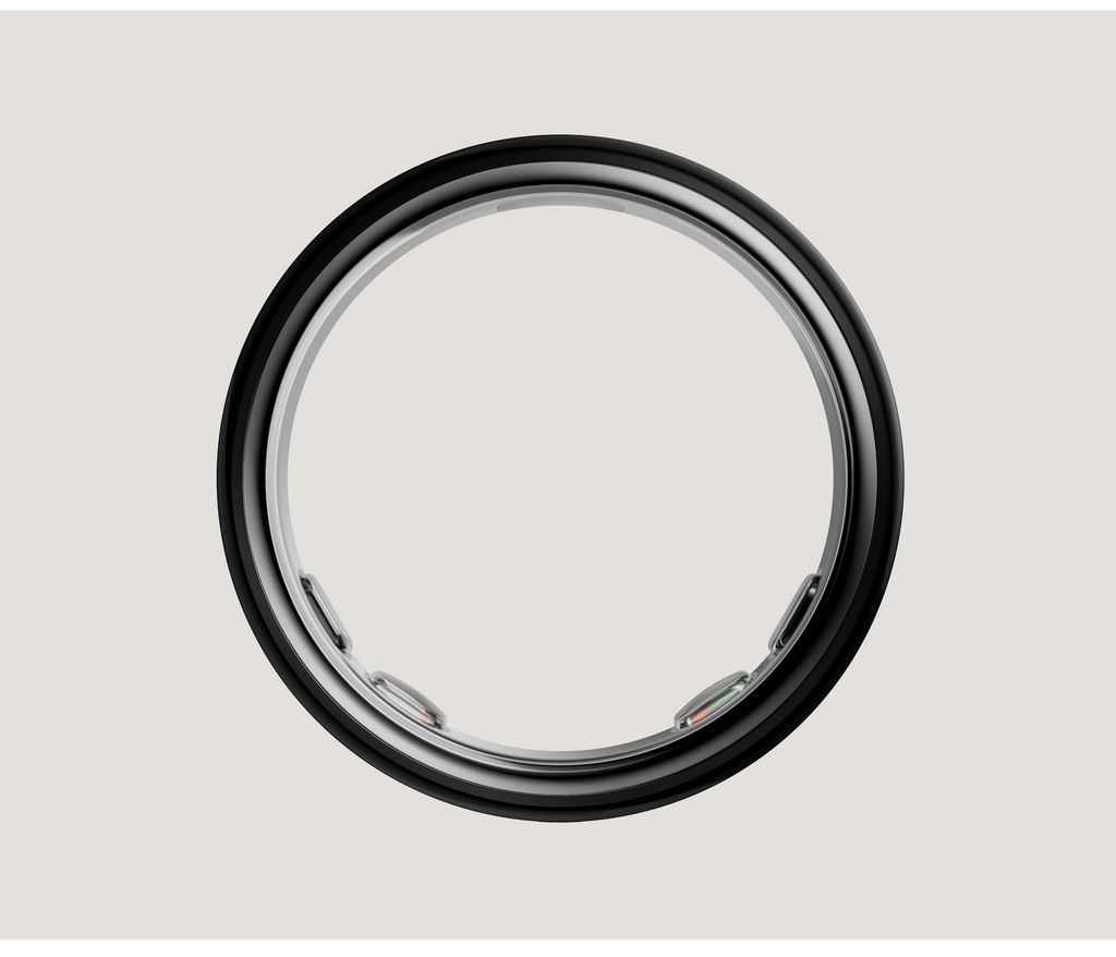 Titanium smart health ring in Black — front view