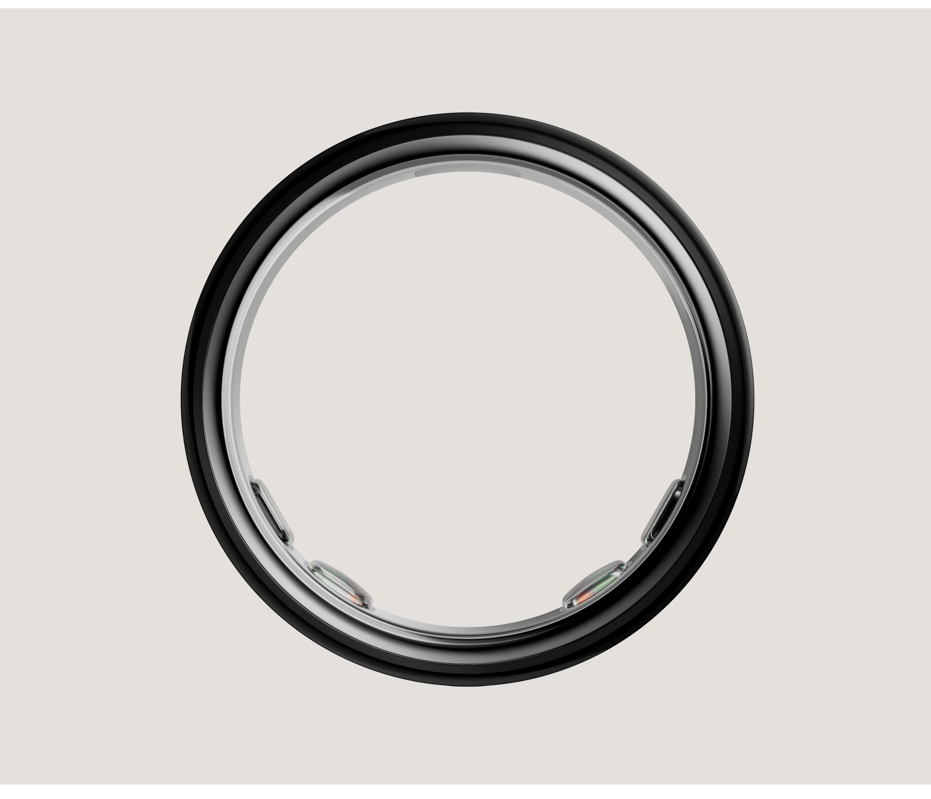 Titanium smart health ring in Black — front view