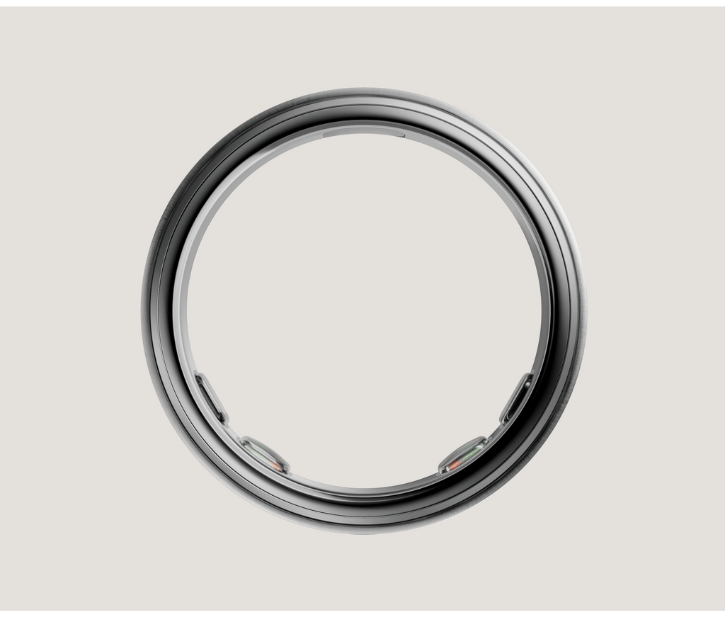 Titanium smart health ring in Brushed Silver — front view