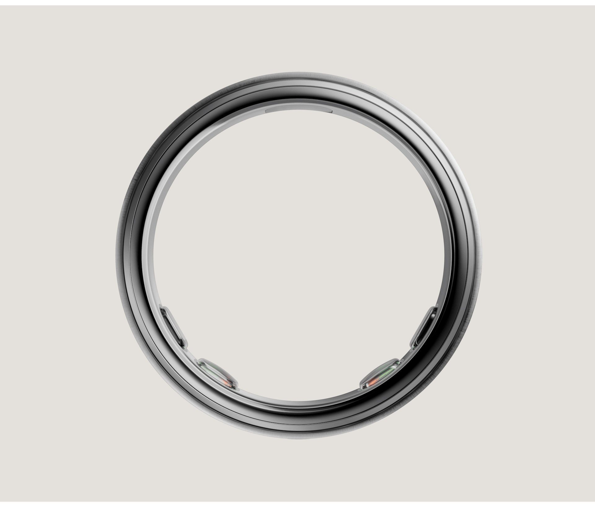 Titanium smart health ring in Brushed Silver — front view