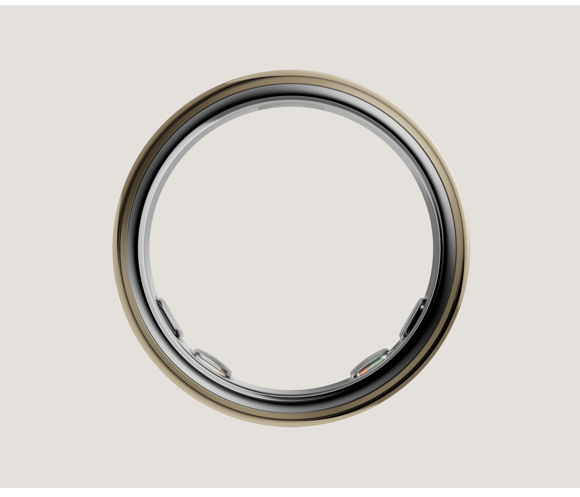 Titanium smart health ring in Gold — front view