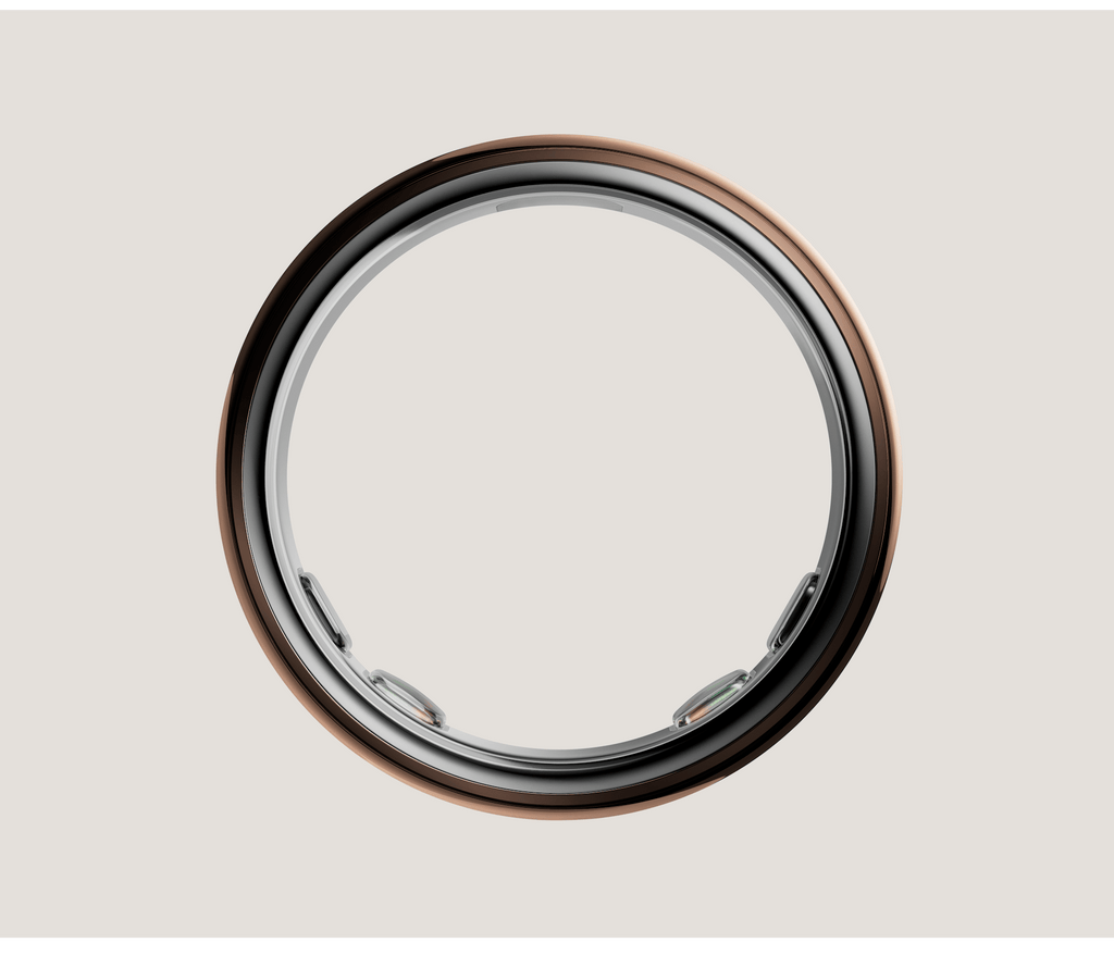 Titanium smart health ring in Deep Rose — front view