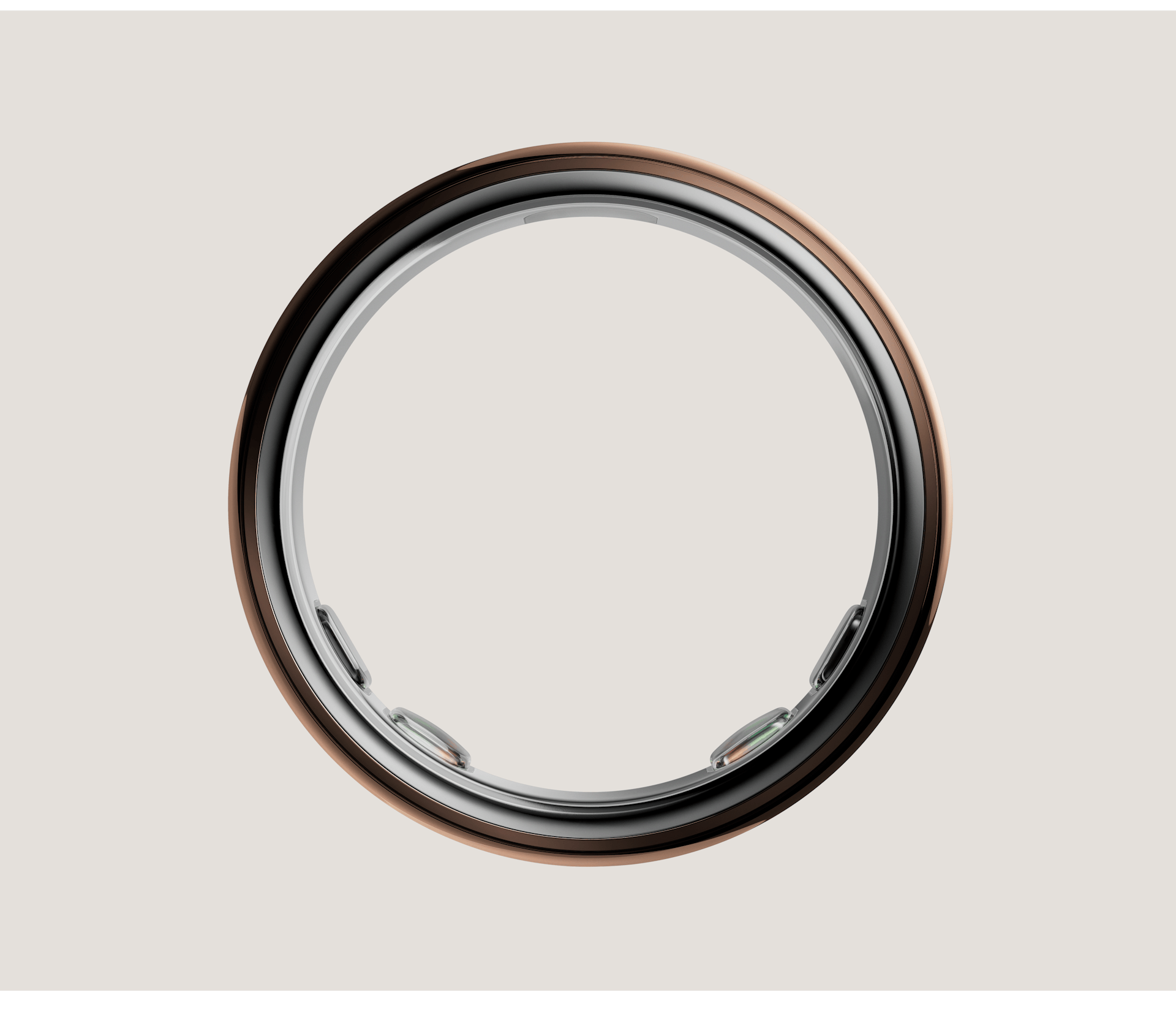 Titanium smart health ring in Deep Rose — front view
