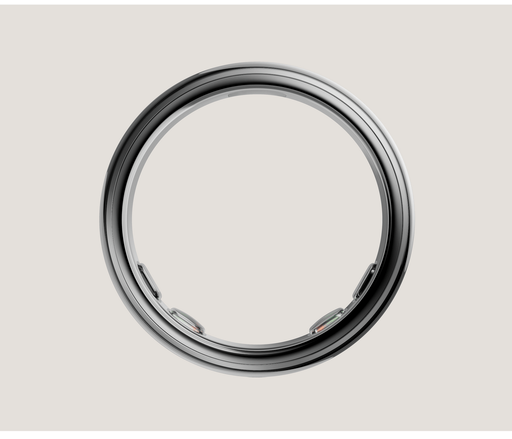 Titanium smart health ring in Silver — front view
