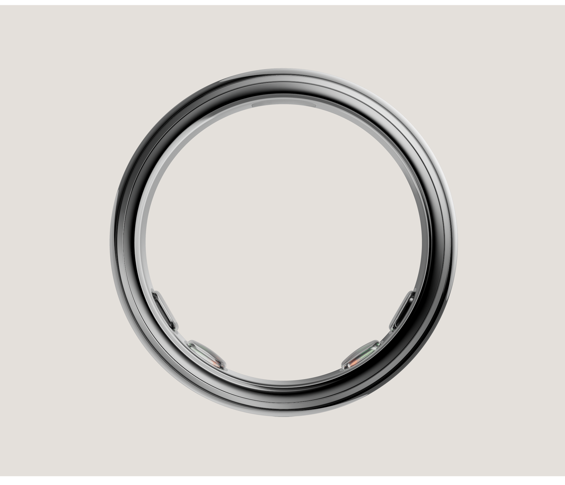Titanium smart health ring in Silver — front view