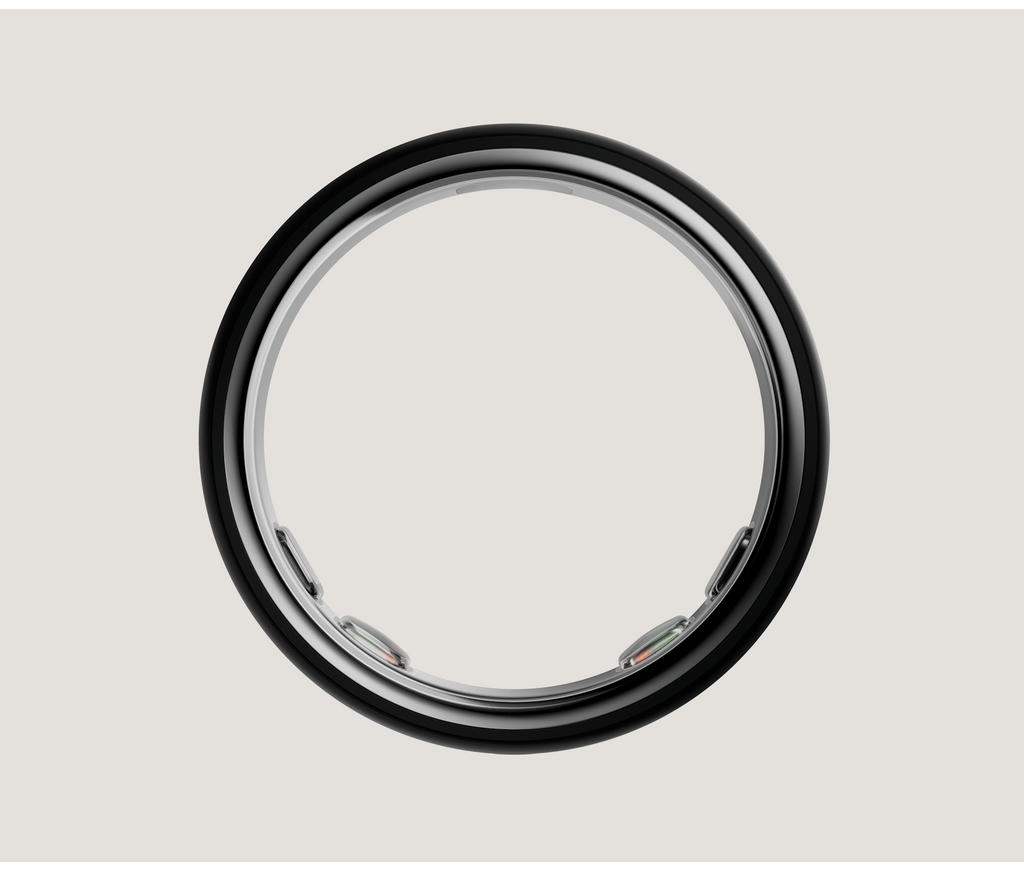 Titanium smart health ring in Stealth — front view
