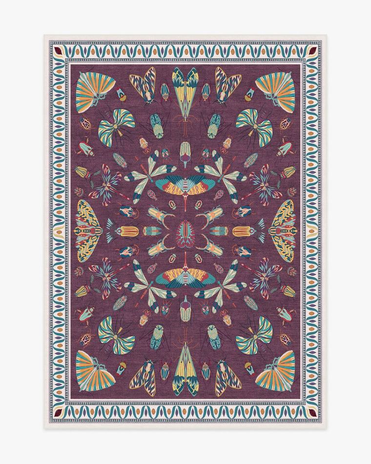 Flutterby Burgundy washable rug