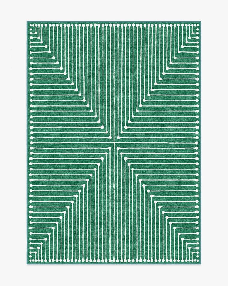 Inkdrop Green washable rug