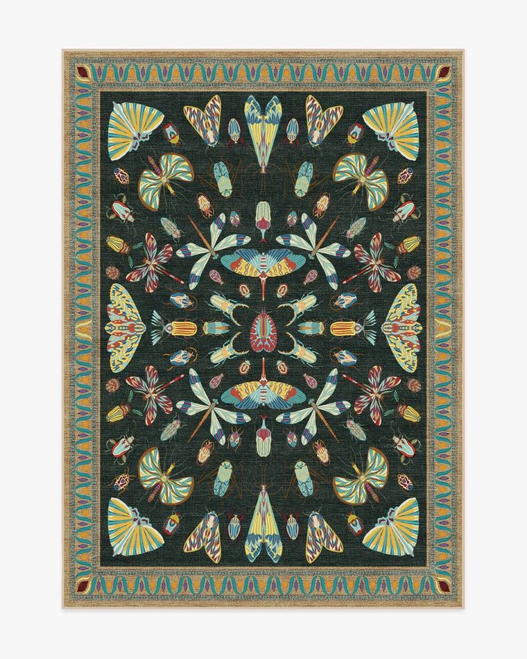 Flutterby Charcoal washable rug