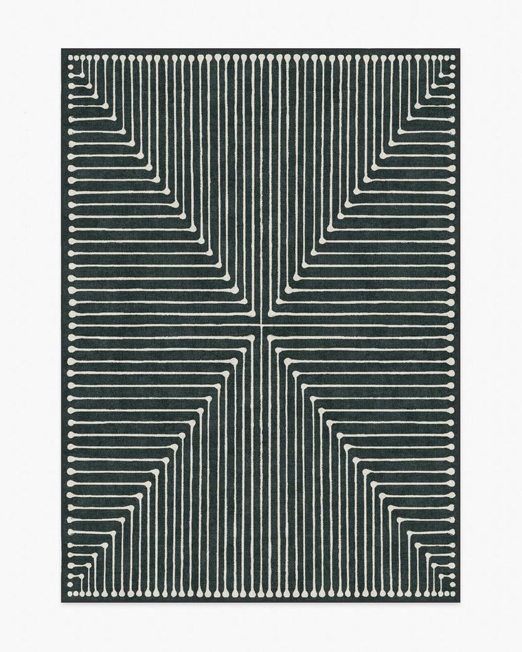 Inkdrop Charcoal washable rug