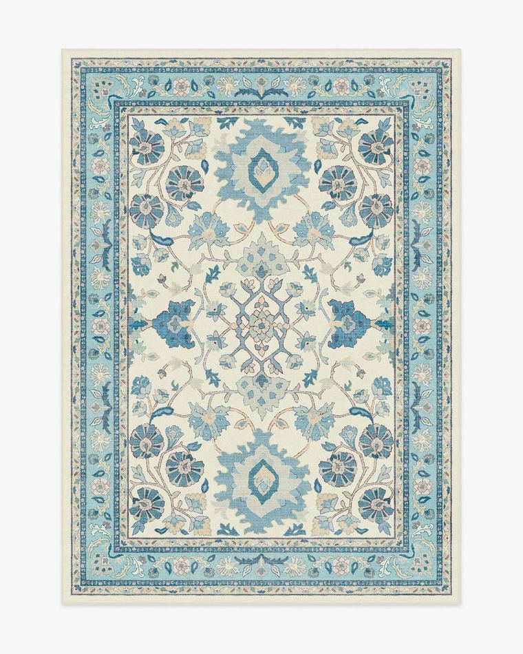 Calabria Cream & Light Blue washable rug