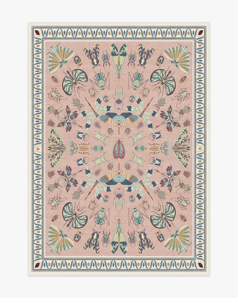 Flutterby Soft Rose washable rug