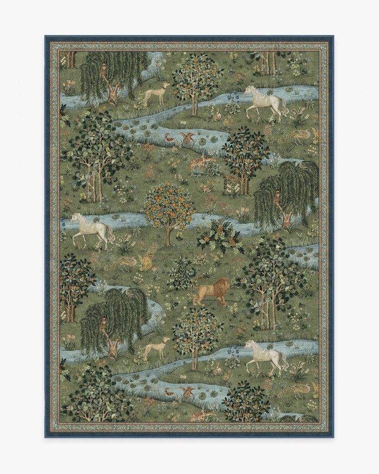 Owl & Willow Green washable rug