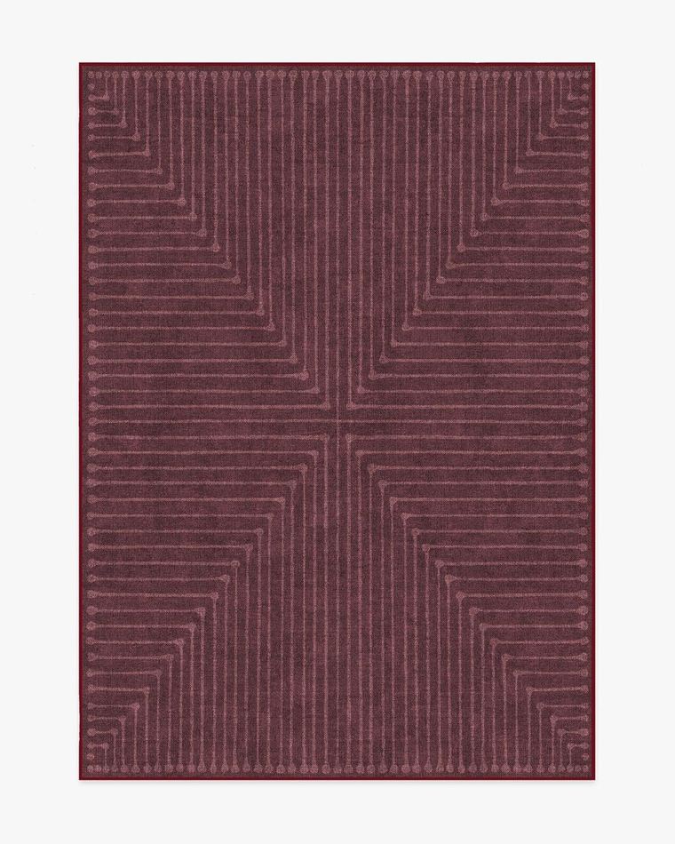 Inkdrop Burgundy washable rug