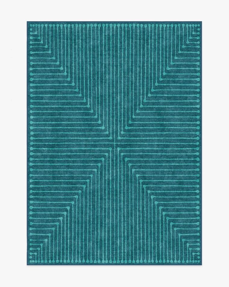 Inkdrop Blue & Teal washable rug
