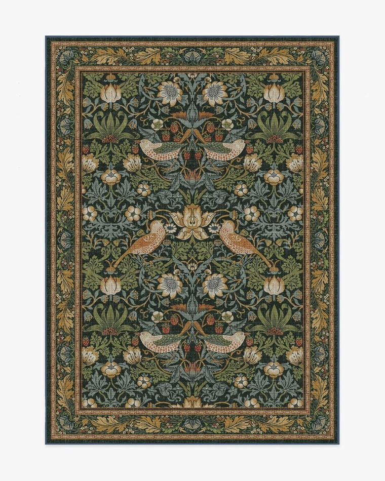 Strawberry Thief Indigo washable rug